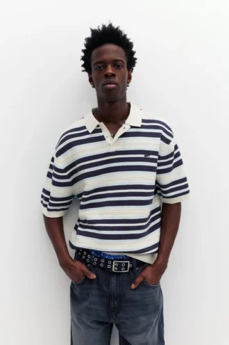 Gestreiftes STWD-Poloshirt aus gestricktem Stoff