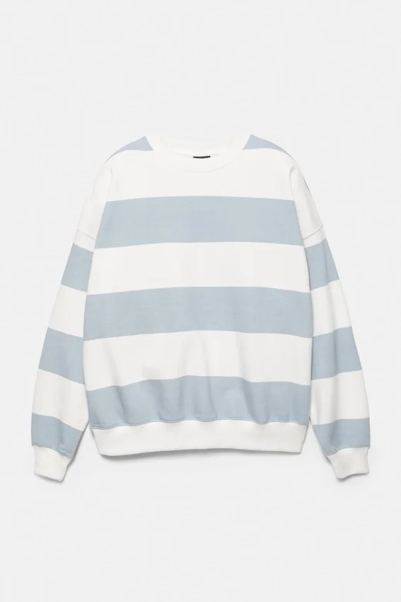 Gestreiftes Sweatshirt mit Rundhalsausschnitt Gestreiftes Sweatshirt mit Rundhalsausschnitt