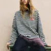 Gestreiftes T-Shirt mit Text Gestreiftes T-Shirt mit Text