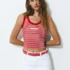 Gestreiftes Tanktop mit Stickerei