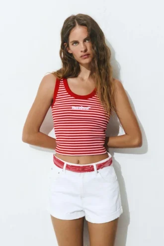 Gestreiftes Tanktop mit Stickerei