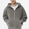 Gewaschener Hoodie mit Reißverschluss und boxiger Passform