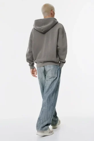 Gewaschener Hoodie mit Reißverschluss und boxiger Passform