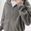 Gewaschener Hoodie mit Reißverschluss und boxiger Passform