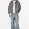 Gewaschener Hoodie mit Reißverschluss und boxiger Passform