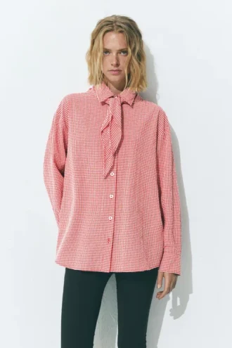 Gingham-Kariertes Bandana-Hemd