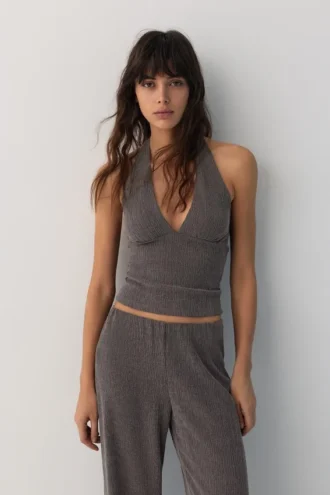 Halter-Top aus Krepp