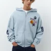 Hoodie mit Aufnähern und Reißverschluss