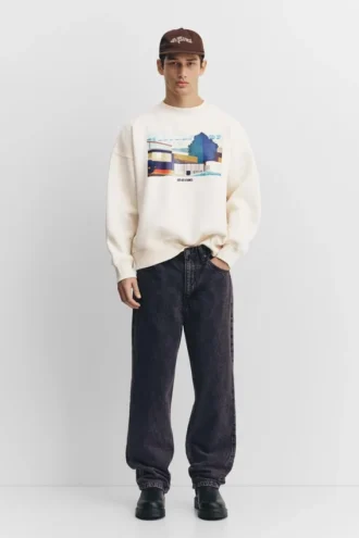 Hoodie mit gesticktem Slogan-Motiv