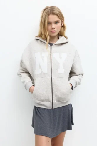 Hoodie mit Grafikprint und Reißverschluss