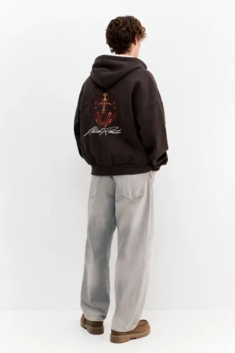Hoodie mit Grafikprint und Reißverschluss