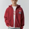 Hoodie mit Reißverschluss und Aufnähern