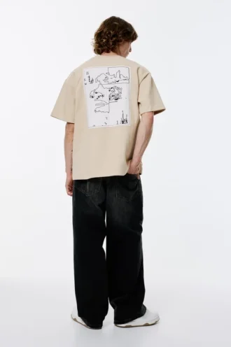 Interlock-Sweatshirt mit kurzen Ärmeln und Grafikprint