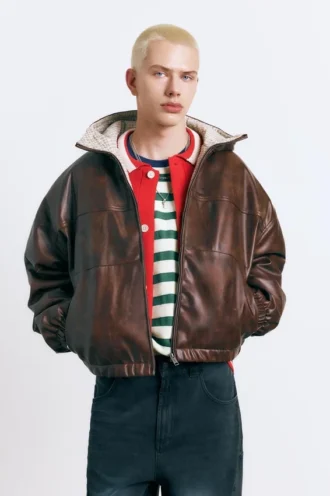 Jacke aus Kunstleder im Used-Look
