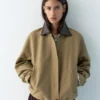 Jacke mit Kunstlederkragen