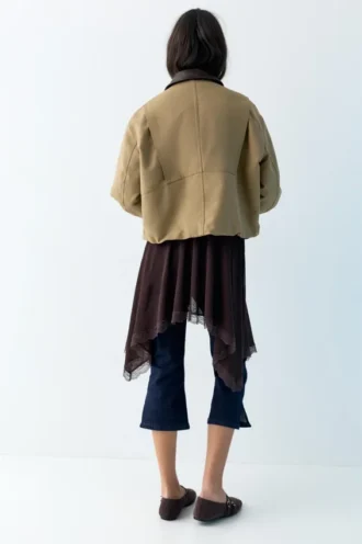 Jacke mit Kunstlederkragen