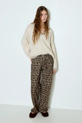 Jeans mit Leopardenmuster und Kordelzug