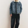 Jeansjacke mit Kunstfellkragen