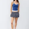 Karierter Skort mit Rüschen