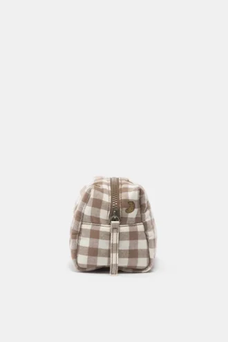 Kulturtasche mit Croissant-Motiv aus Gingham