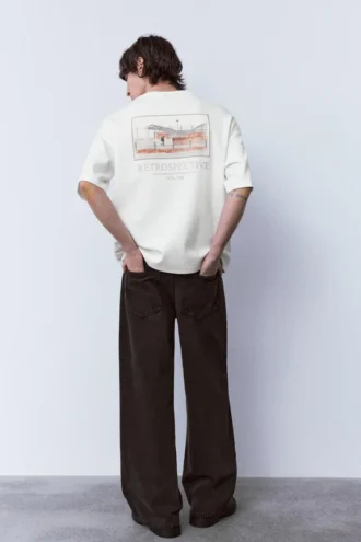 Kurzarm-Sweatshirt mit Retro-Grafik