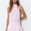 Kurzes gestreiftes Neckholder-Kleid