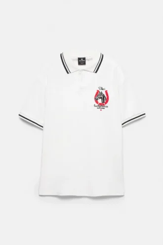 Kurzärmeliges Poloshirt mit Pferdemotiv