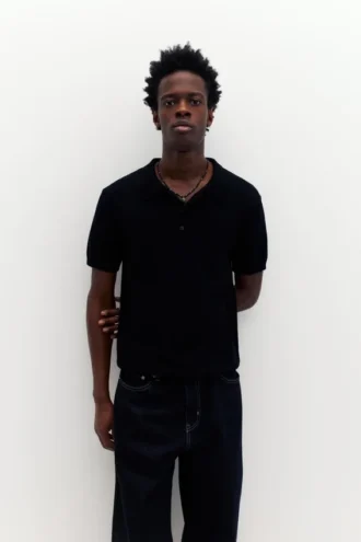 Kurzärmeliges Strick-Poloshirt