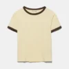 Kurzärmeliges T-Shirt mit Rippstrick Kurzärmeliges T-Shirt mit Rippstrick