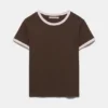 Kurzärmeliges T-Shirt mit Rippstrick Kurzärmeliges T-Shirt mit Rippstrick