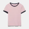 Kurzärmeliges T-Shirt mit Rippstrick Kurzärmeliges T-Shirt mit Rippstrick