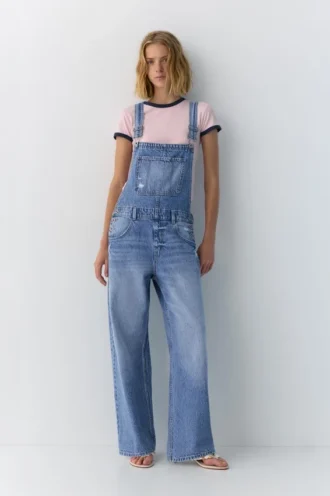 Lange Jeans-Latzhose