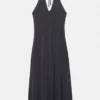 Langes Cupro-Halter-Kleid