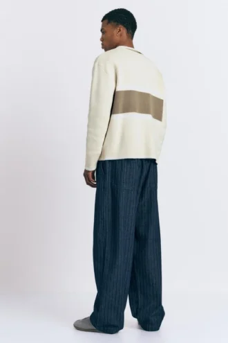 Langärmliges Strick-Poloshirt mit Textdetail