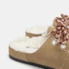 Leder-Clogs im Shearling-Look mit Schnürung