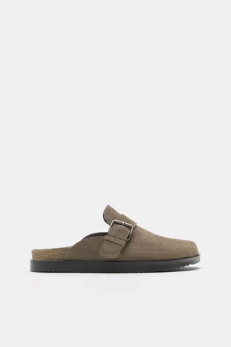 Leder-Clogs mit Schnalle