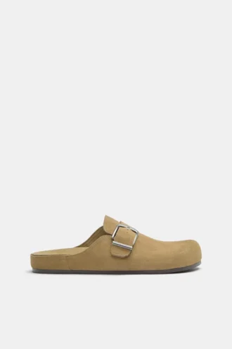 Leder-Clogs mit Schnalle