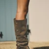 Leder-Stiefel mit hohen Absätzen und Nieten