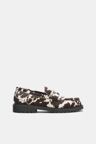 Loafer aus Leder mit Kuhfellmuster