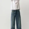 Lockere Straight-Leg-Jeans mit Umschlag