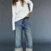 Lockere Straight-Leg-Jeans mit Umschlag