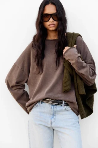 Oversize-Langarm-T-Shirt