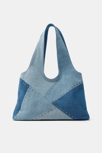 Patchwork-Denim-Tragetasche