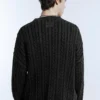 Pullover mit Zopfmuster und Acid-Wash-Effekt