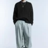 Pullover mit Zopfmuster und Acid-Wash-Effekt
