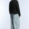 Pullover mit Zopfmuster und Acid-Wash-Effekt