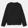 Pullover mit Zopfmuster und Acid-Wash-Effekt