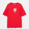 Rotes T-Shirt mit Grafik und Slogan Rotes T-Shirt mit Grafik und Slogan