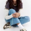 Sneaker aus Leder mit Kuhfell-Print