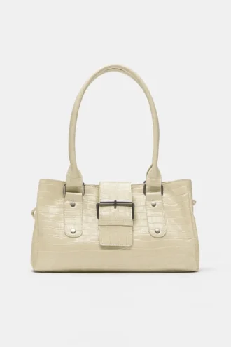 Strukturierte Schultertasche mit Schnalle
